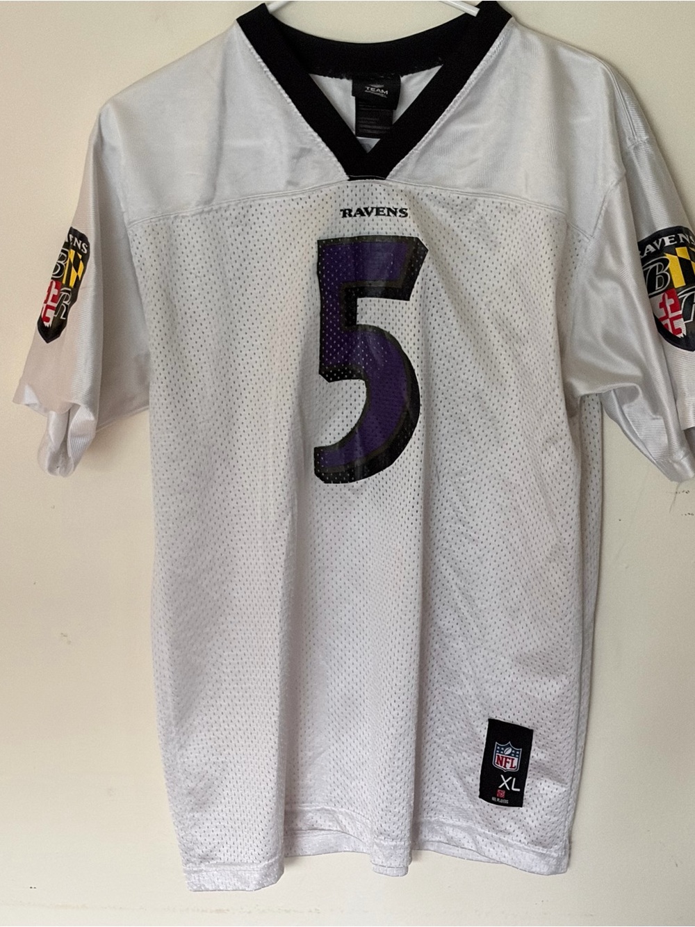 NFL Baltimore Ravens White #5 Flacco Jersey Youth XL/Adult S